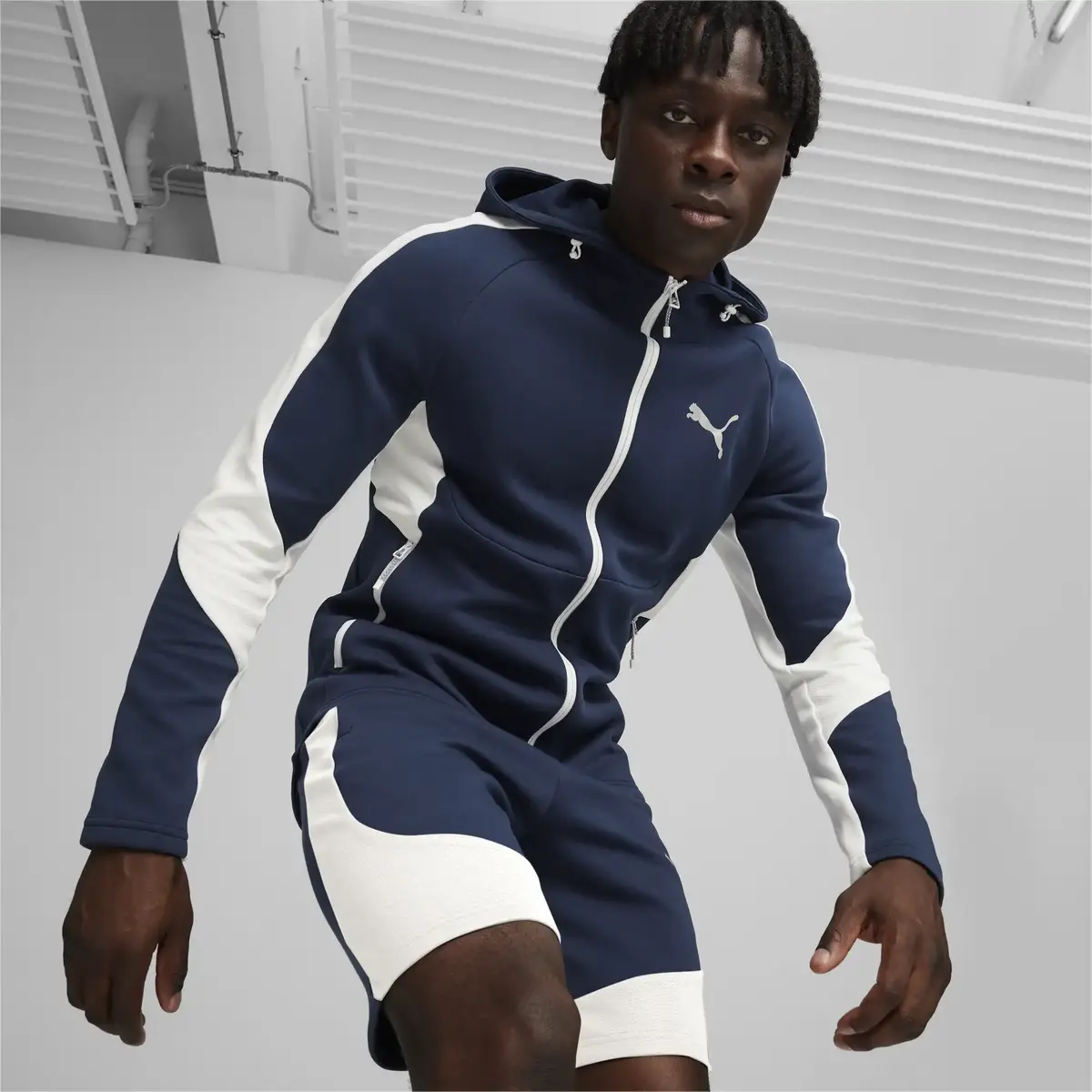 Puma EVOSTRIPE Full-Zip Hoodie DK Lacivert Erkek Sweatshirt
