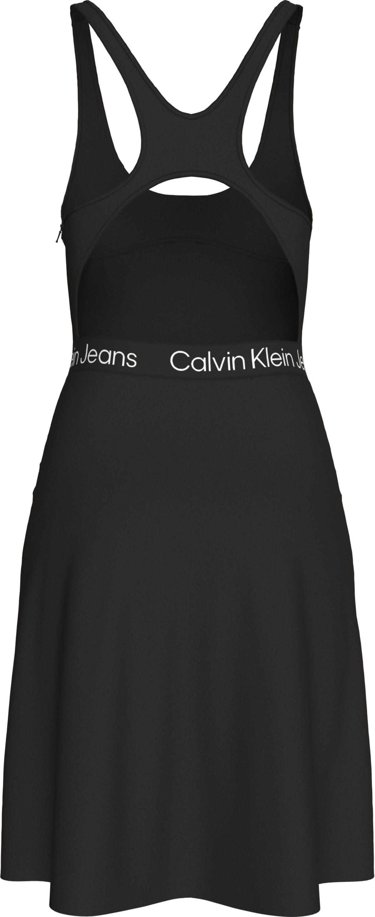 Calvin Klein RACERBACK LOGO ELAST Kadın Siyah Elbise