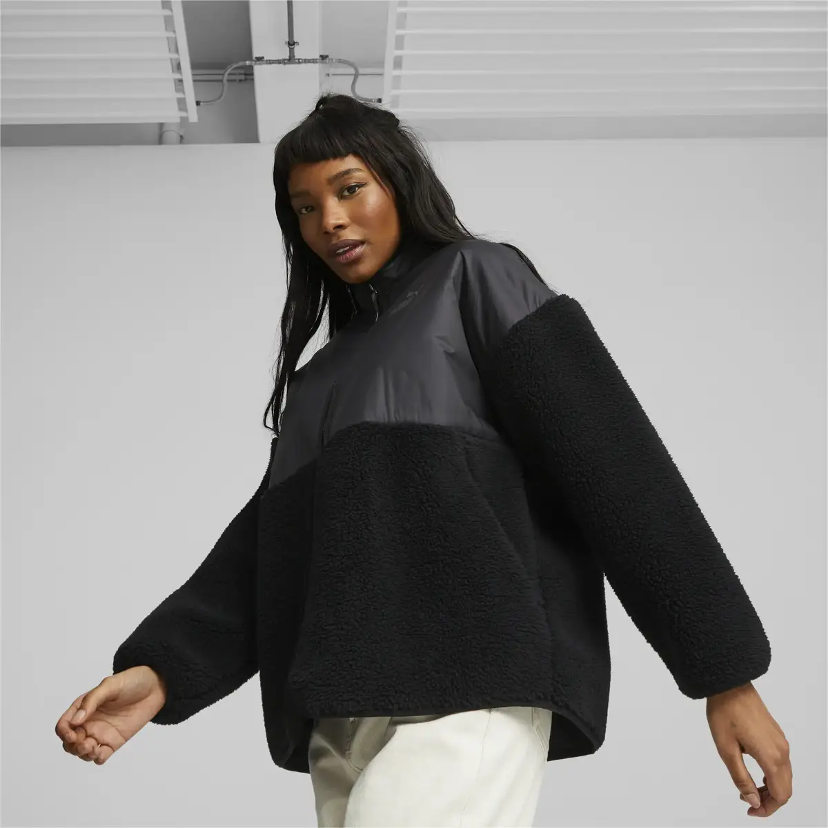 Puma Sherpa Hybrid Jacket Siyah Kadın Polar Ceket