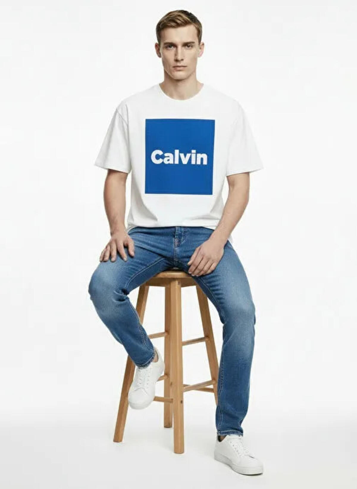 Calvin Klein SS 16S IO CALVIN BOX Beyaz Erkek T-Shirt