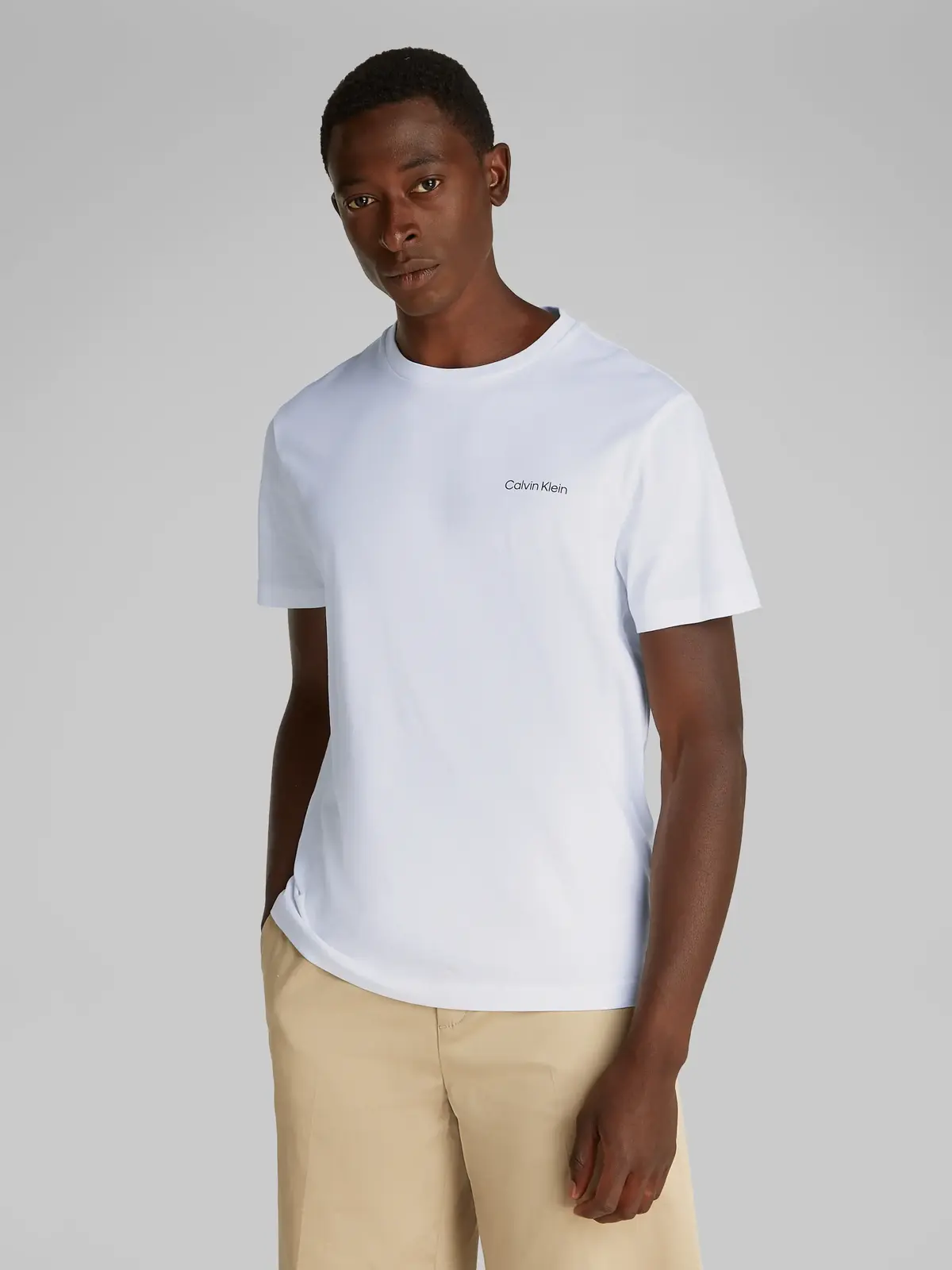 Calvin Klein CP-LINEAR BOX LOGO Beyaz Erkek Tişört