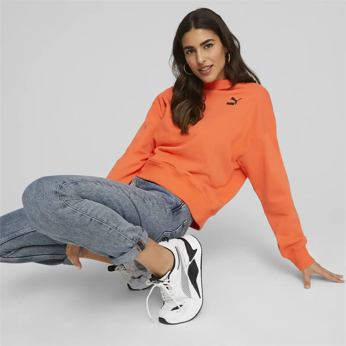 Puma CLASSICS Oversized Crew Turuncu Kadın Sweatshirt