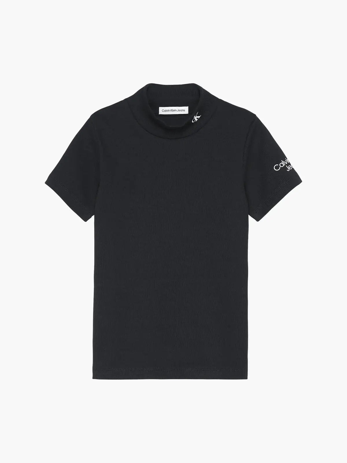 Calvin Klein MOCK NECK RIB TOP Kadın Siyah T-Shirt