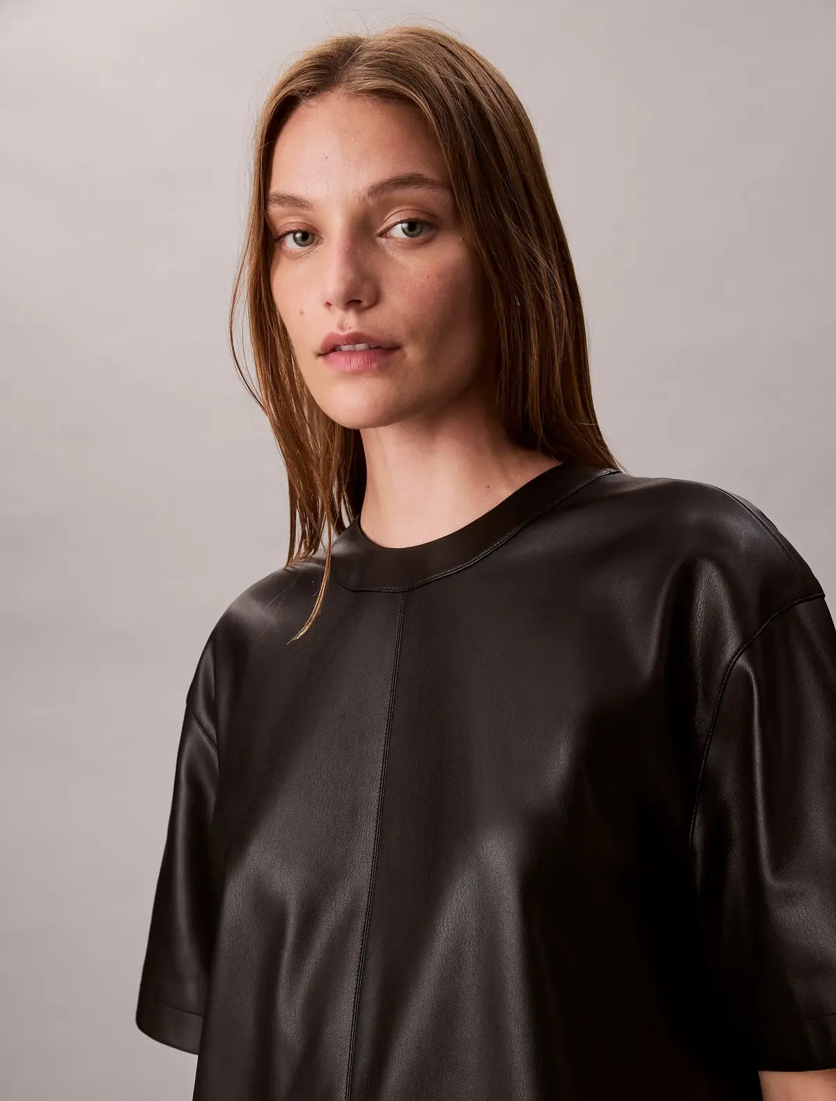 Faux Leather T-shirt, UB1
