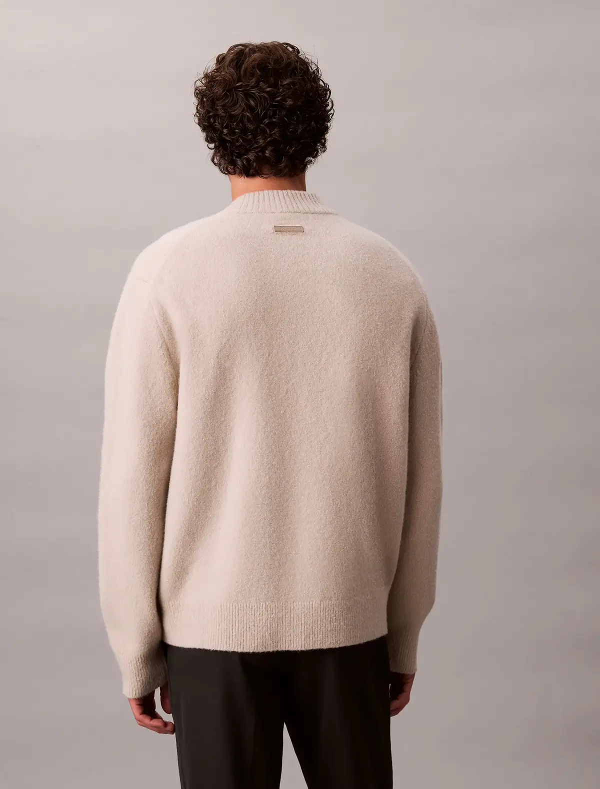 Calvin Klein LS BOMBER CASHMERE Bej Erkek Kaşmir Karışımlı Fermuarlı Ceket