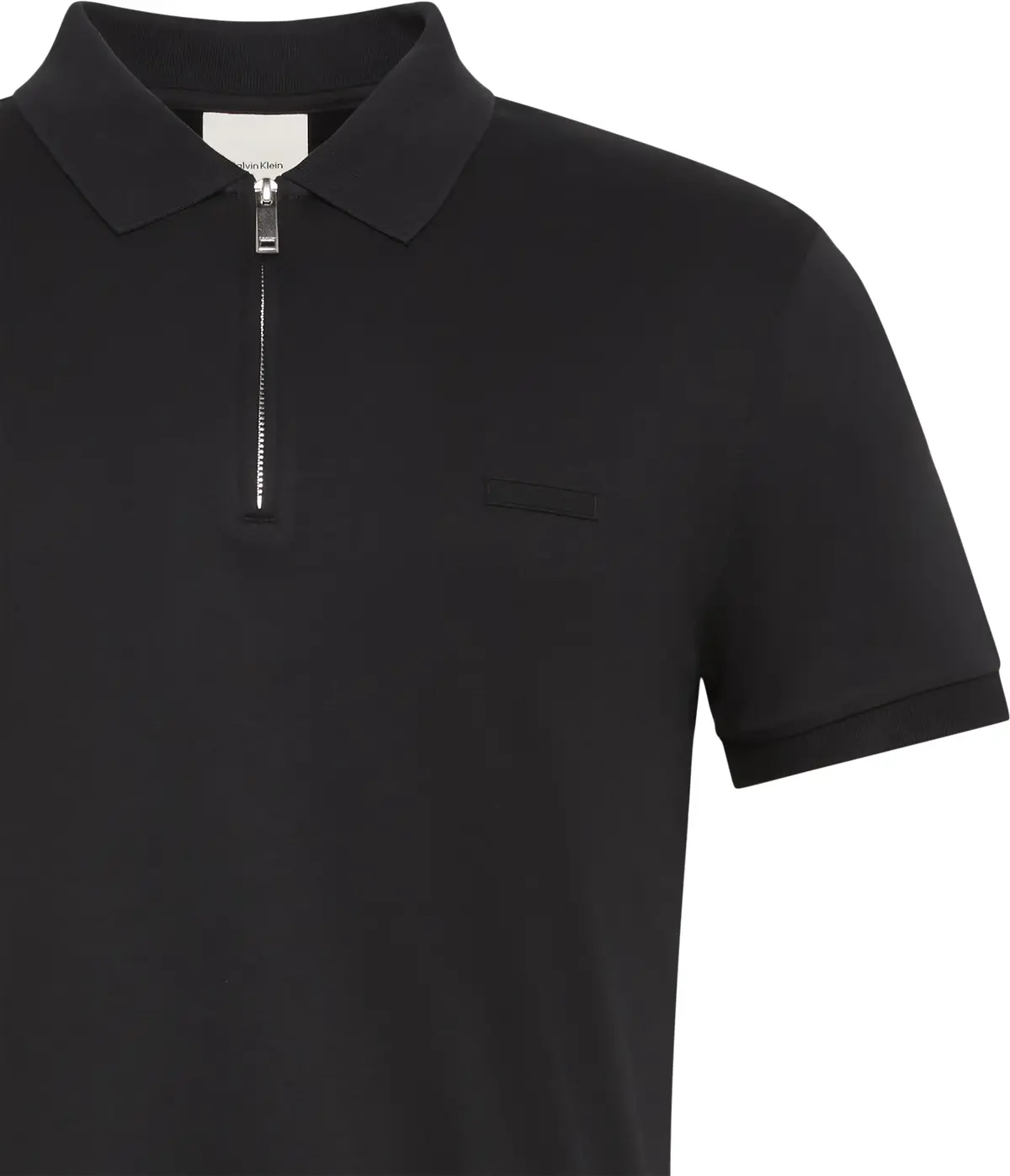 Calvin Klein SS SLIM SUPIMA ZIP POLO Erkek Siyah Polo T-Shirt