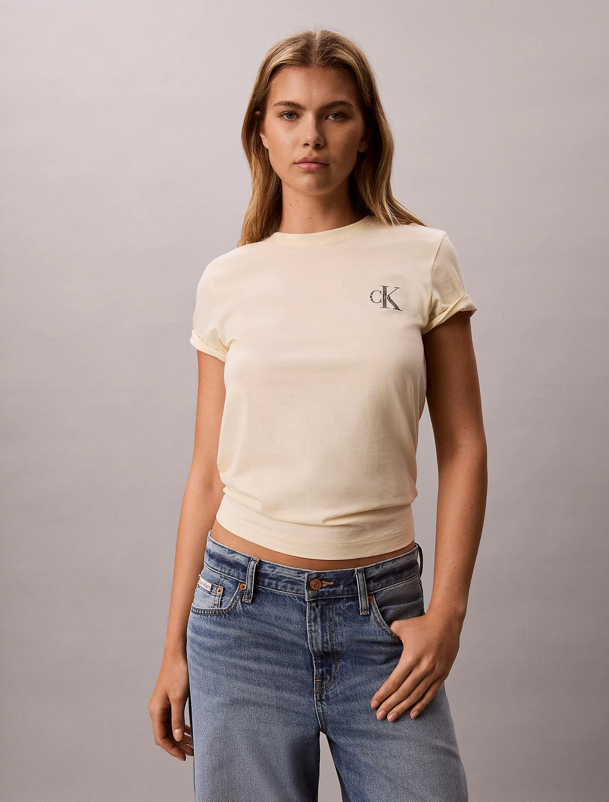 Calvin Klein MONOLOGO CN 2 PACK T, TGY Kadın Krem T-Shirt