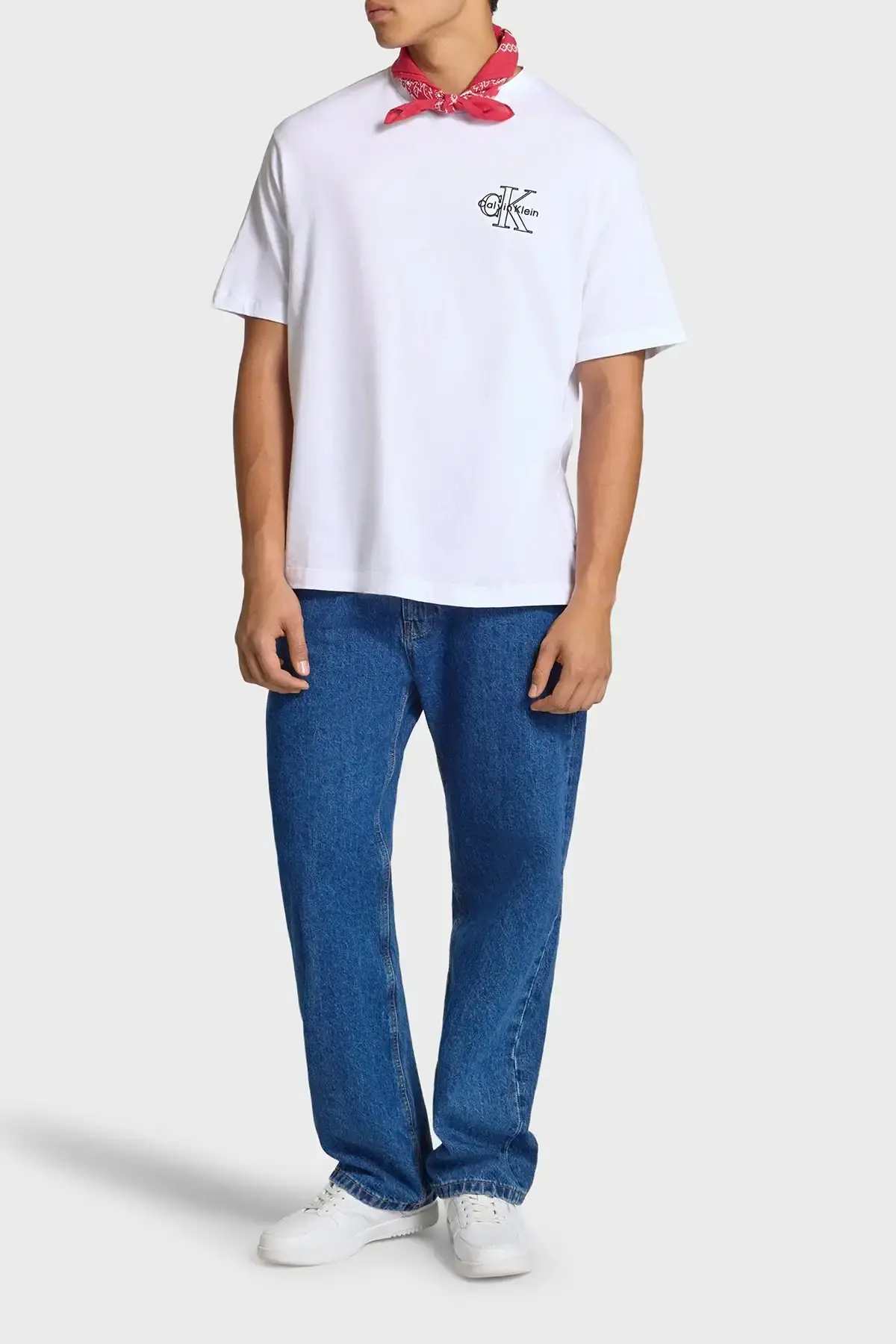 Calvin Klein SS 30S MICRO MONOLOGO GRAPHIC TE Beyaz Erkek Tişört