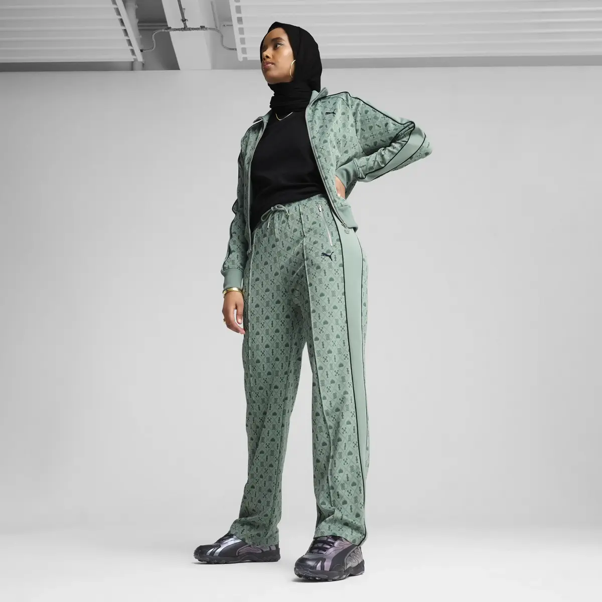 PUMA T7 Straight Track Pants Yeşil Kadın Eşofman Altı