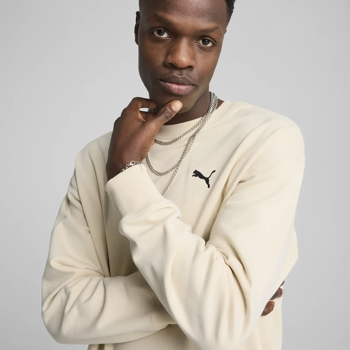 PUMA WARDROBE ESS Relaxed Crew Bej Erkek Sweatshirt