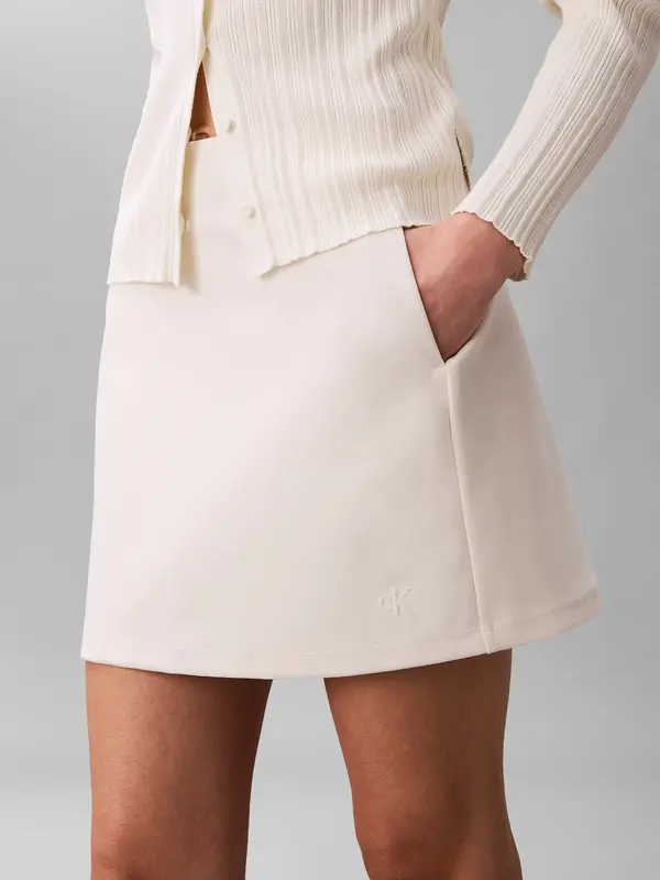 Calvin Klein INTERLOCK MINI SKIRT Beyaz Kadın Mini Etek