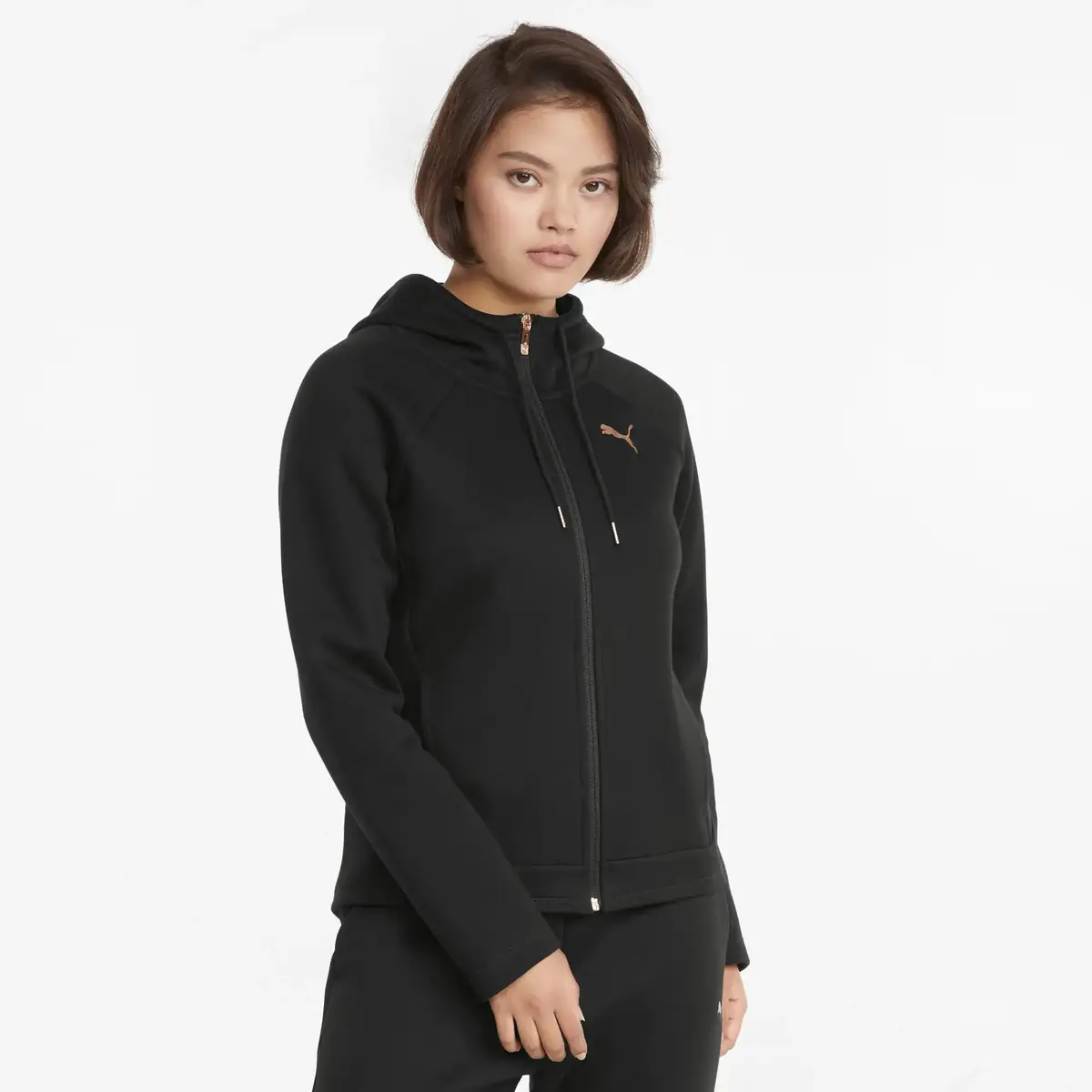 Puma Evostripe Full-Zip Hoodie Siyah Kadın Fermuarlı Hoodie