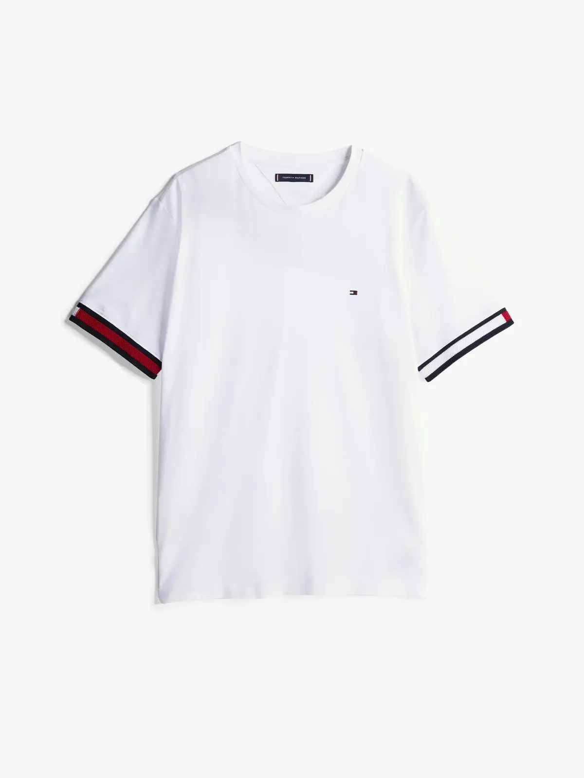 Tommy Hilfiger GLOBAL STRIPE FLAG C, YBR Beyaz Erkek T-Shirt & Polo