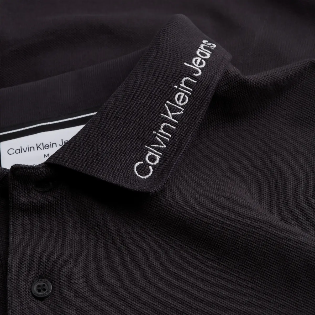 Calvin Klein INSTITUTIONAL COLLAR Erkek Siyah Polo T-Shirt