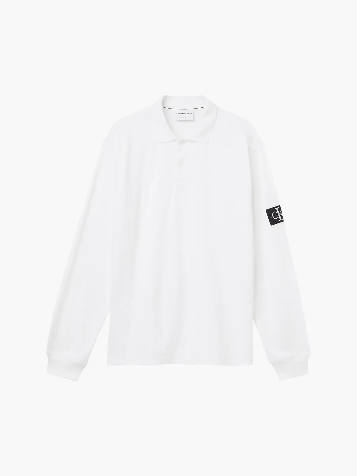 Calvin Klein MONOLOGO BADGE WAFFL Erkek Beyaz Polo T-Shirt