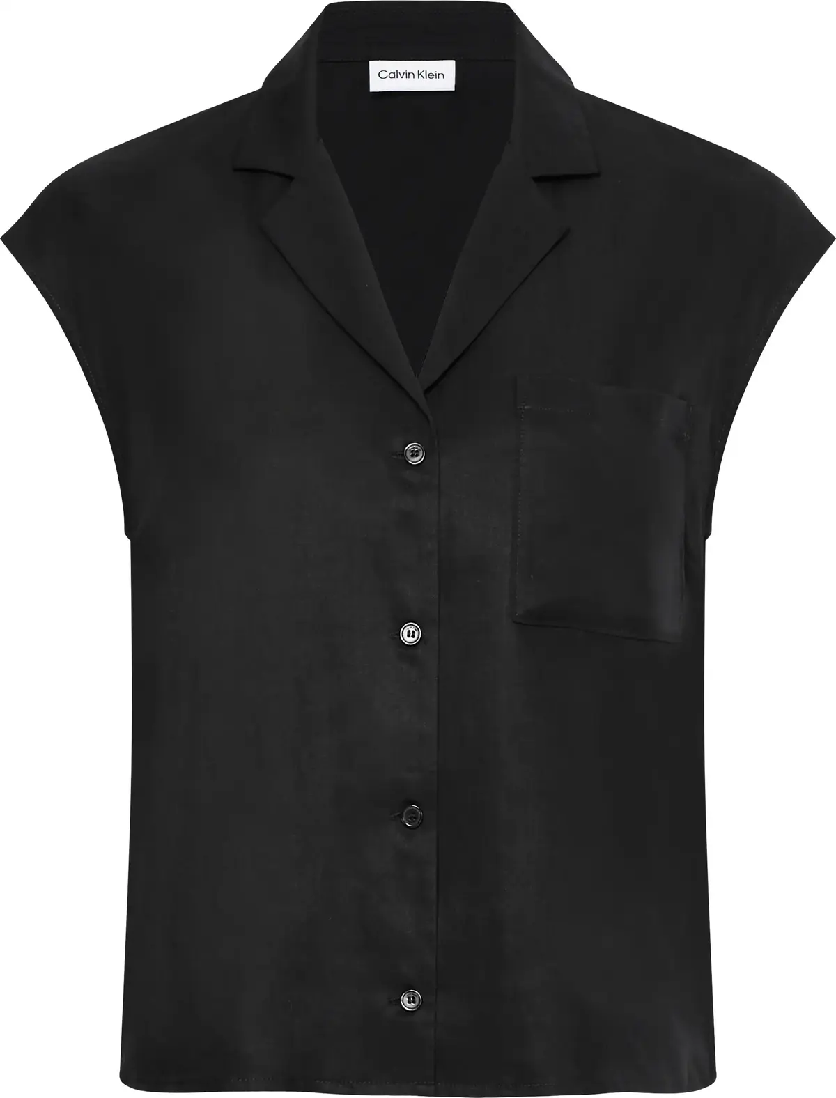 Calvin Klein REFIBRA TENCEL SS PO Kadın Siyah Gömlek
