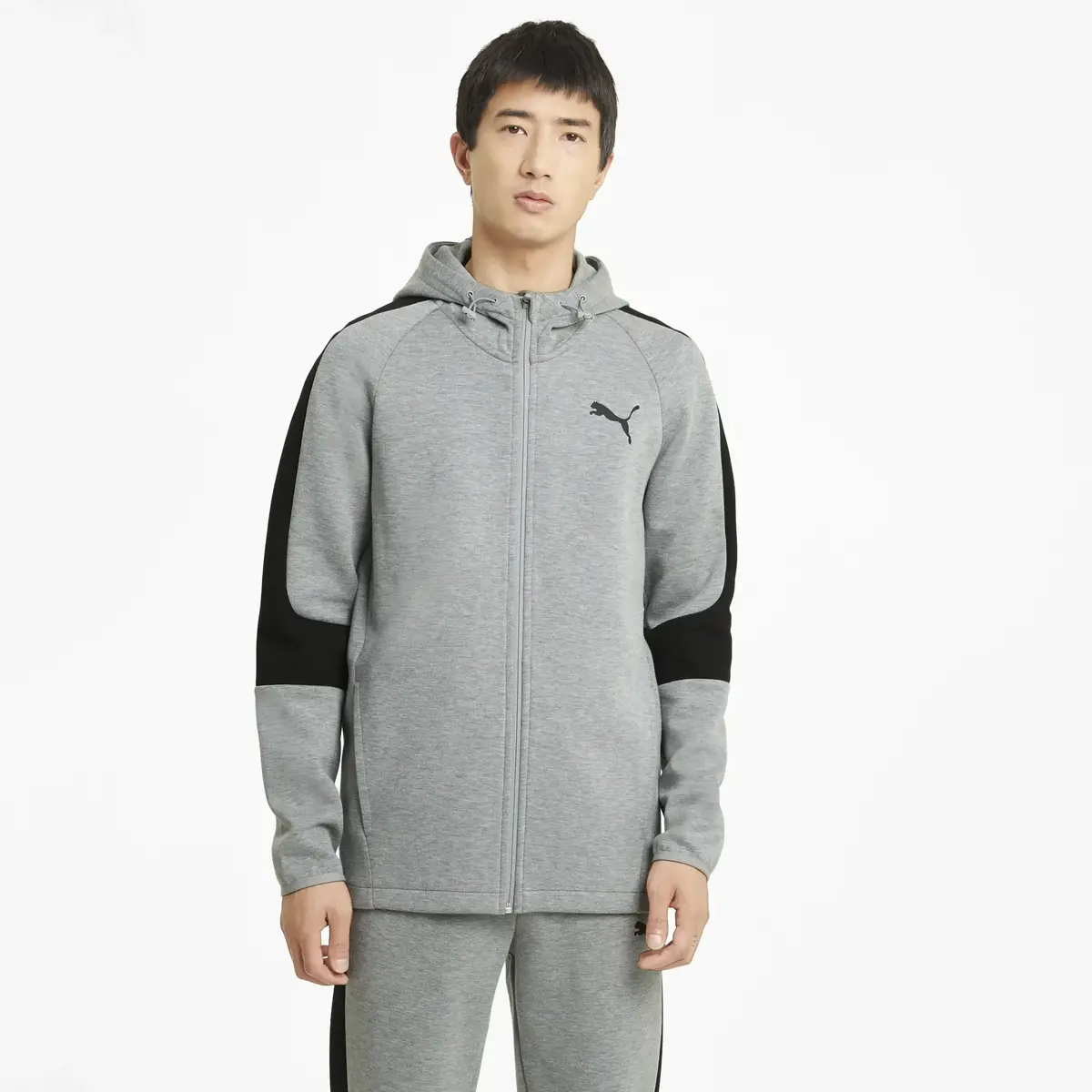 Puma EVOSTRIPE Core FZ Hoodie Gri Erkek Fermuarlı Ceket