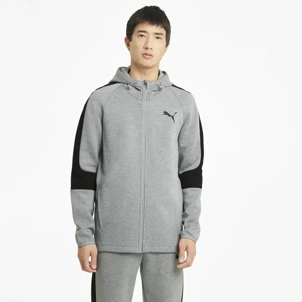 Puma EVOSTRIPE Core FZ Hoodie Gri Erkek Fermuarlı Ceket