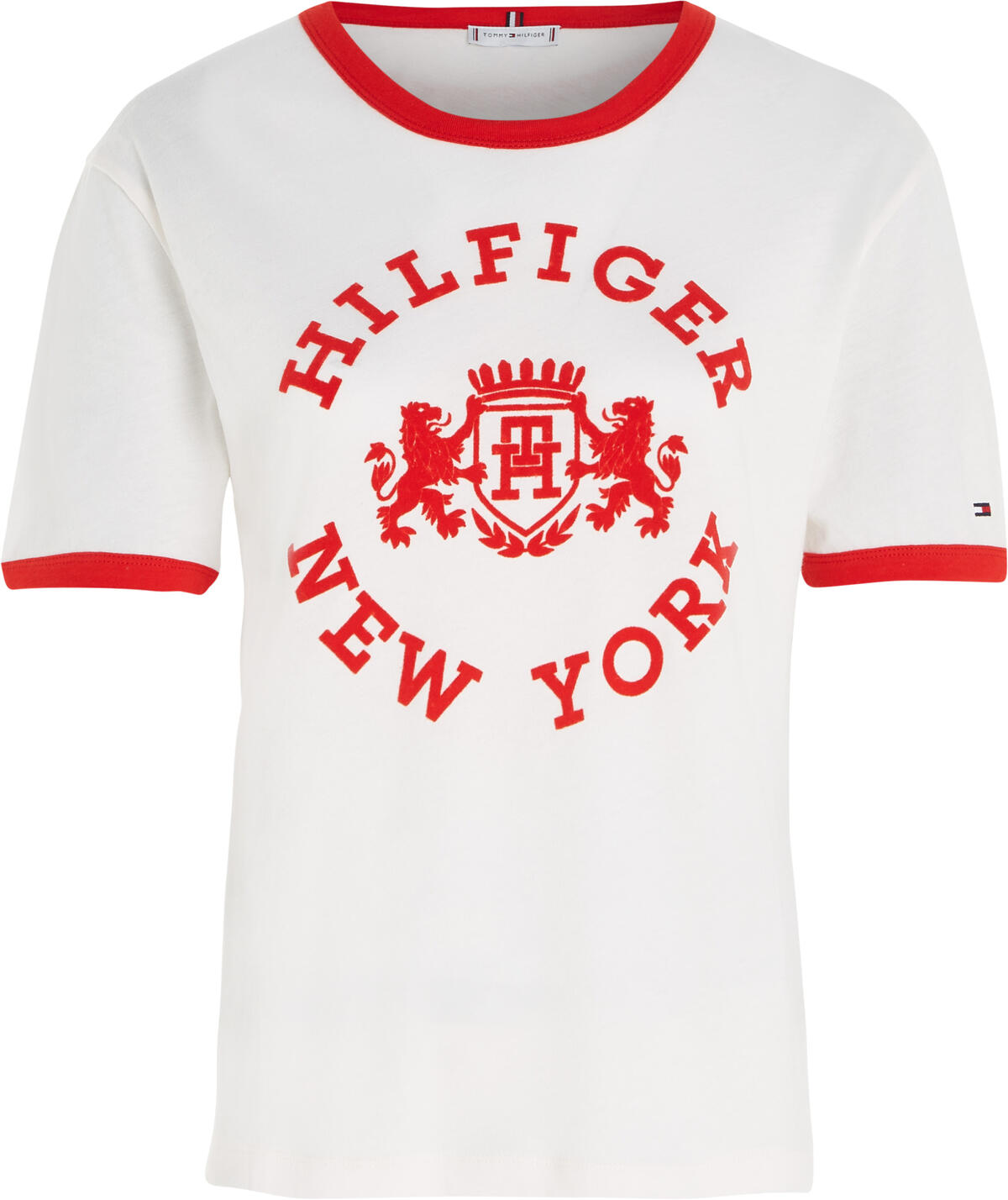 Tommy Hilfiger REG VARSITY FLOCK C- Kadın Krem T-Shirt