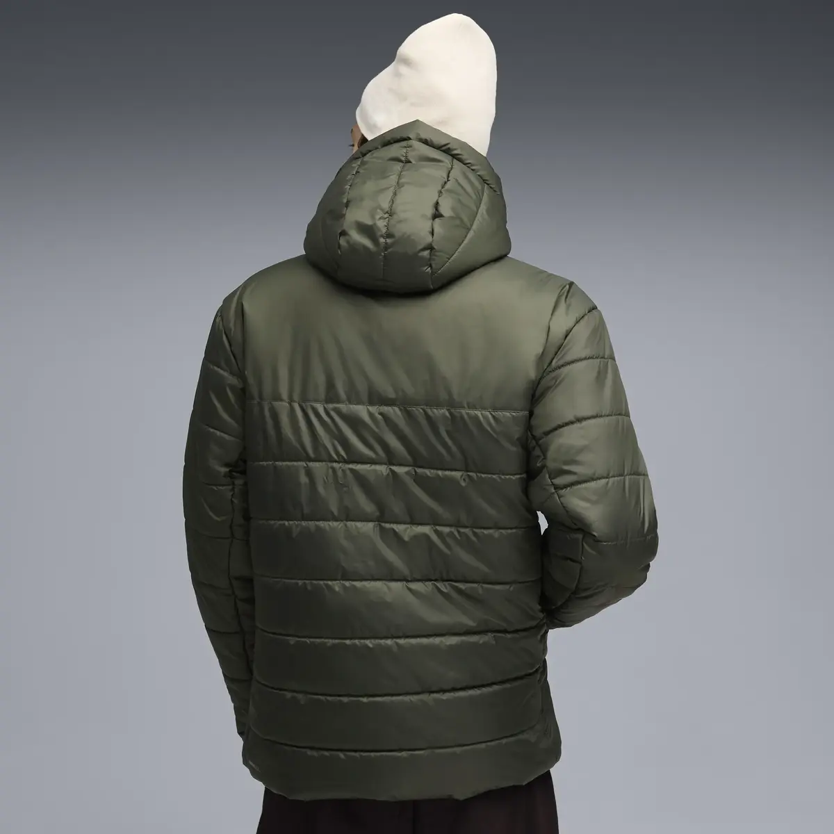 PUMA ESS Hooded Padded Jacket Erkek Yeşil Mont