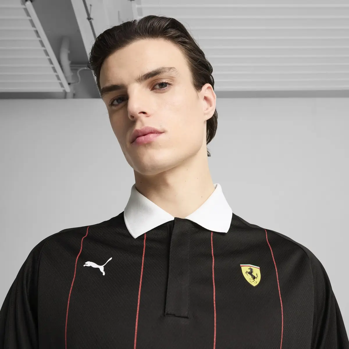 PUMA Ferrari Race Jersey LS Polo Siyah Erkek Polo T-Shirt