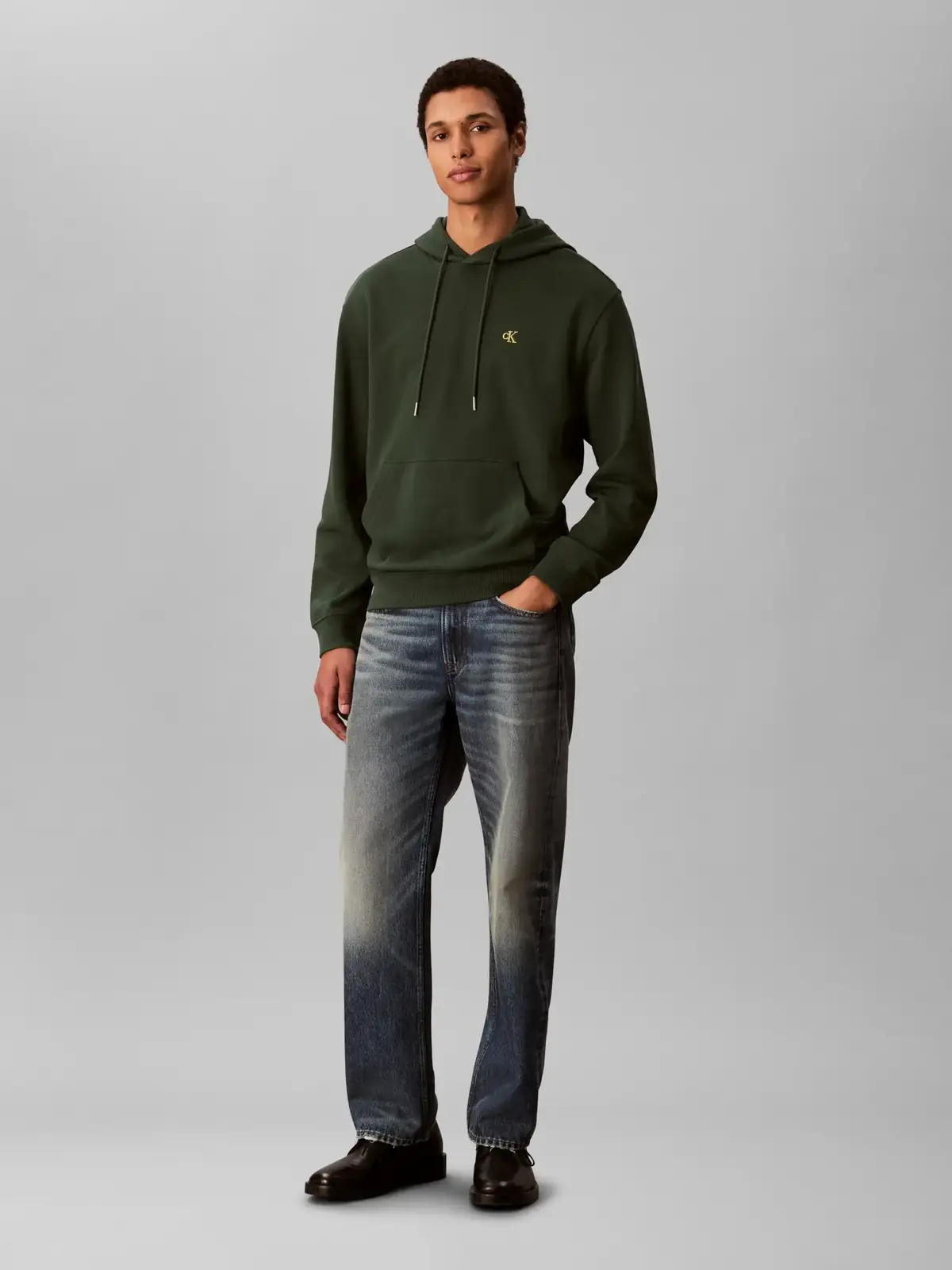 Calvin Klein LS EU 350TERRY MONOG, LLG Yeşil Erkek Hoodie