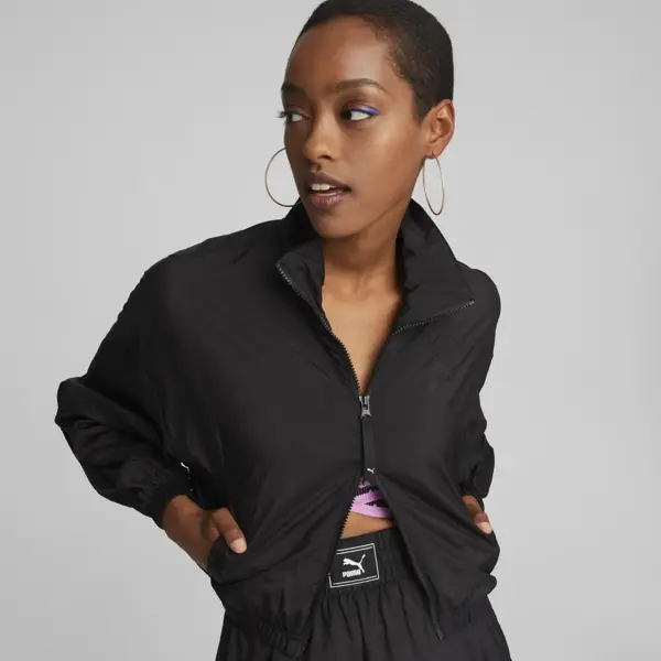 Puma Dare To Woven Cropped Track Jacket Siyah Kadın Fermuarlı Sweatshirt