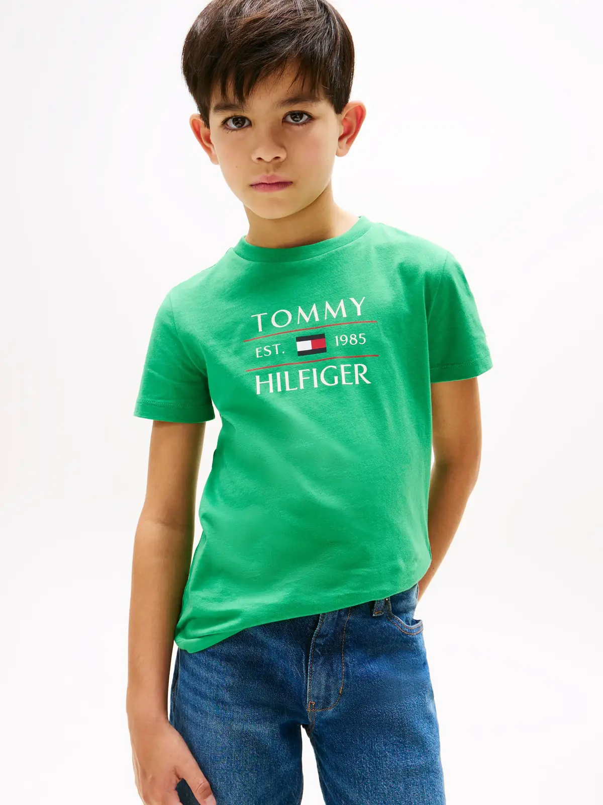 Tommy Hilfiger TOMMY FLAG HILFIGER, L13 Yeşil Erkek Çocuk T-Shirt & Polo