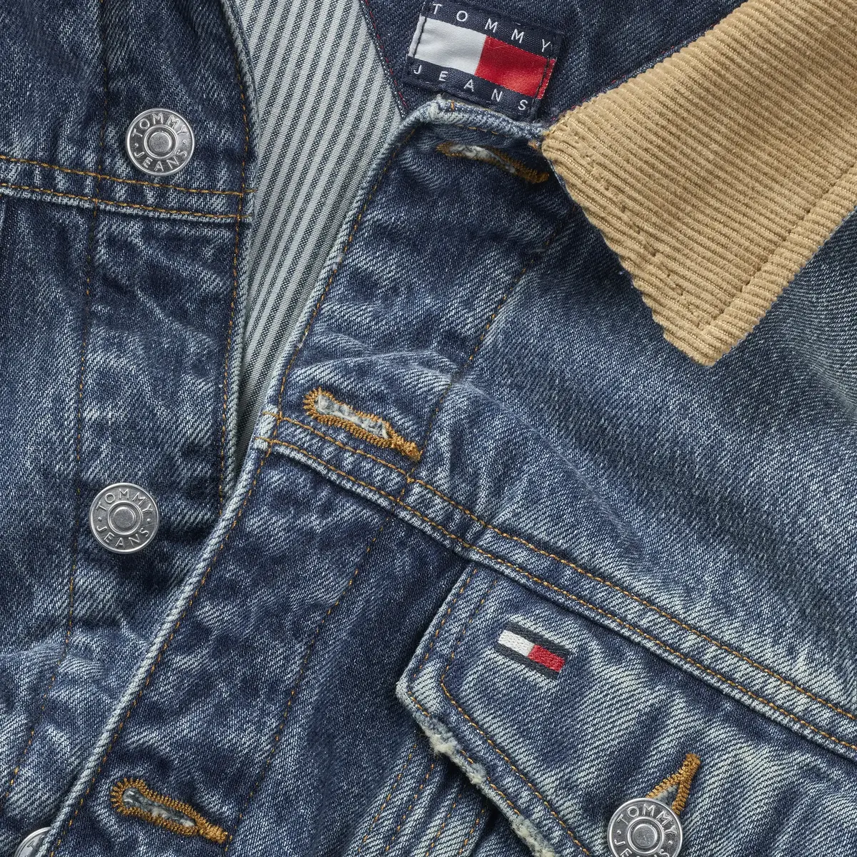 Tommy Hilfiger RLXD CORD COLLAR TRC, 1BK Lacivert Erkek Kot Ceket