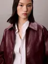 Calvin Klein A-Cropped Crinkle Faux Leather B Bordo Kadın Ceket Calvin Klein A-Cropped Crinkle Faux Leather B Bordo Kadın Ceket