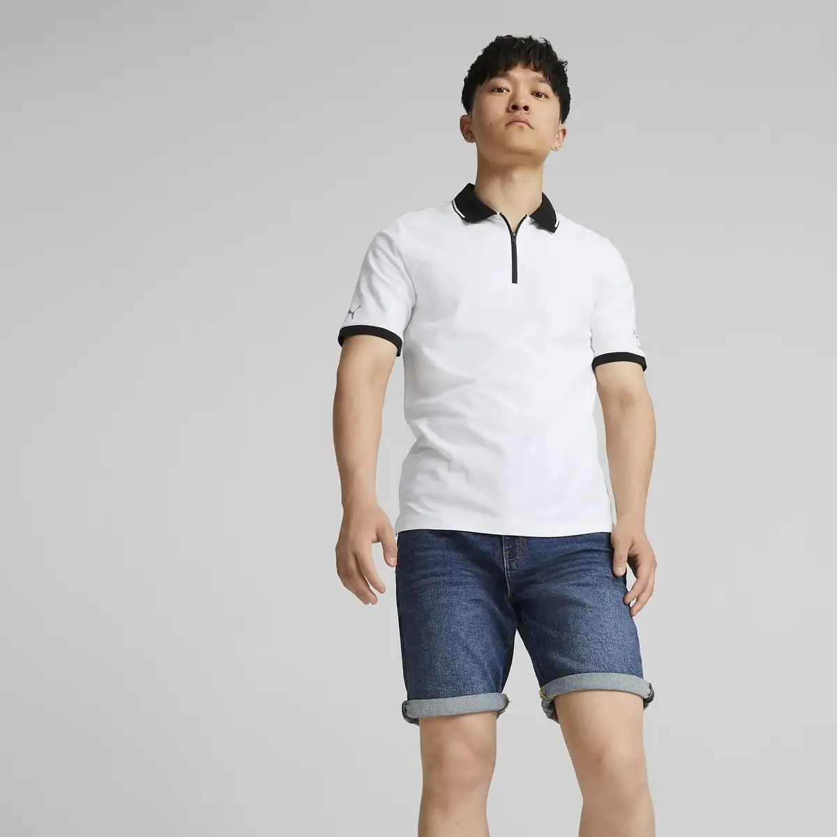 Puma Bmw Mms Zip Polo Beyaz Erkek Polo T-Shirt