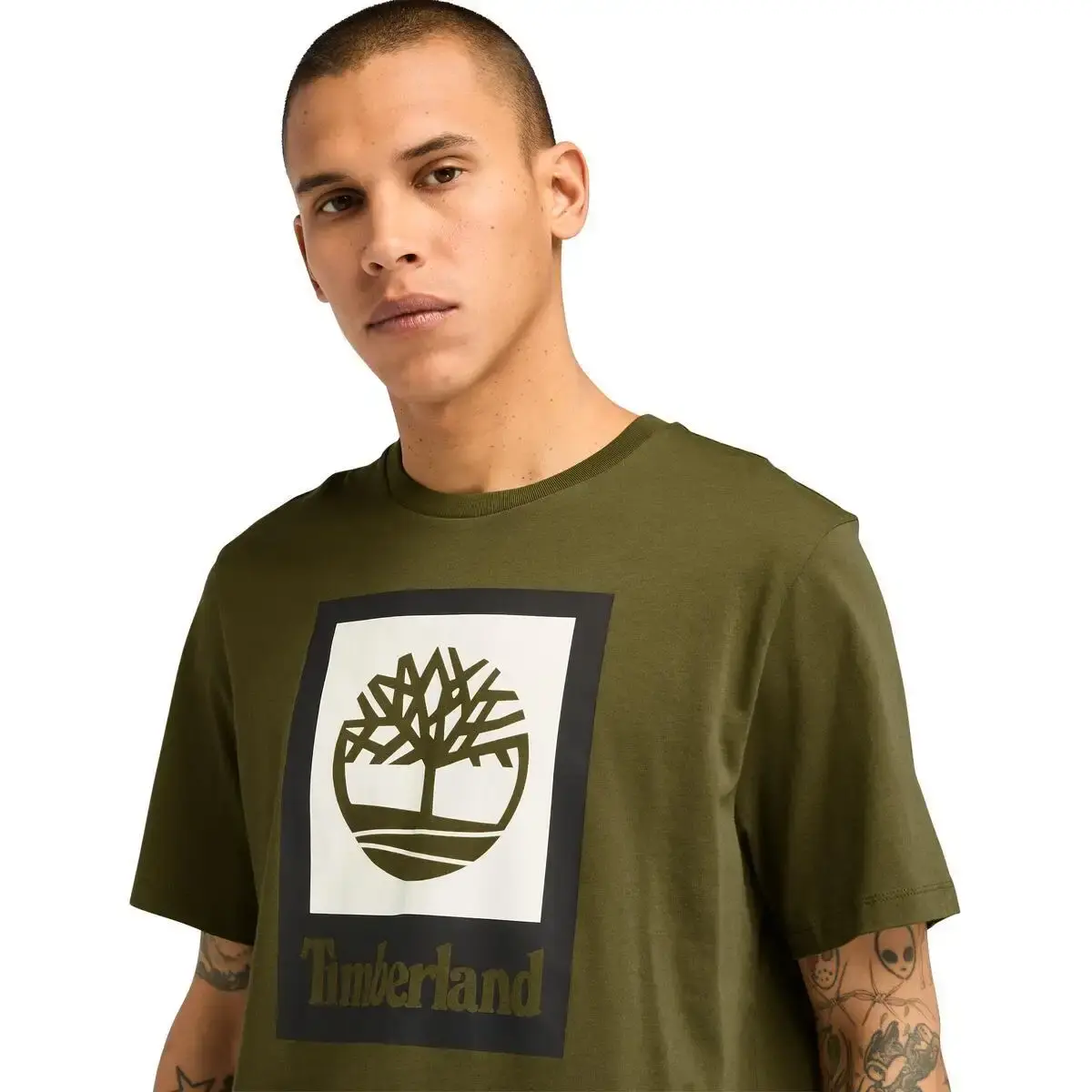 Timberland STACK LOGO Colored Short Sleeve Tee Yeşil Erkek T-Shirt & Polo
