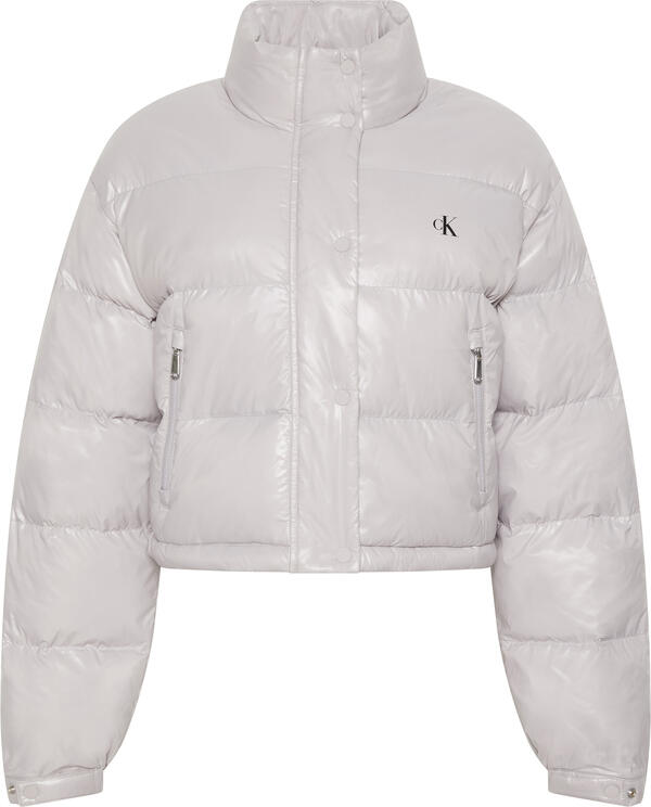 Calvin Klein SHINE CROP PUFFER JACKET Gri Kadın Mont