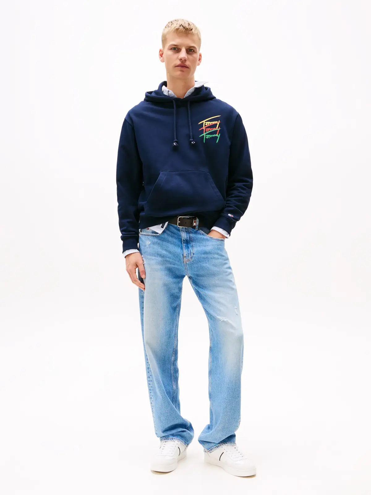 Tommy Hilfiger TJM RLX 3 COLOR SIGN Erkek Mavi Sweatshirt
