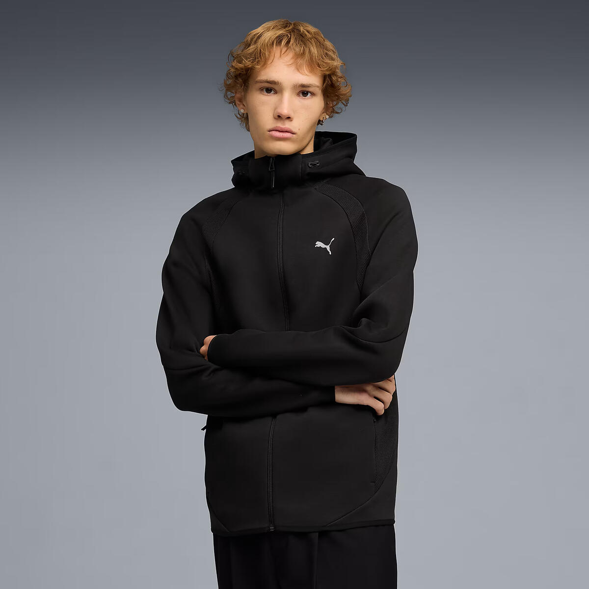 PUMA EVOSTRIPE FZ Hoodie Siyah Erkek Sweatshirt