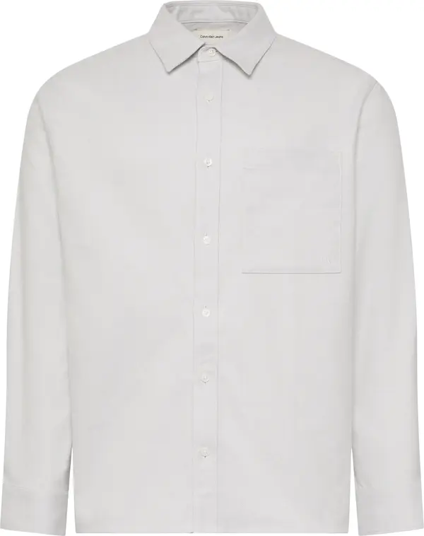 Calvin Klein LS MELANGE FLANNEL EASY SHIRT Erkek Beyaz Gömlek