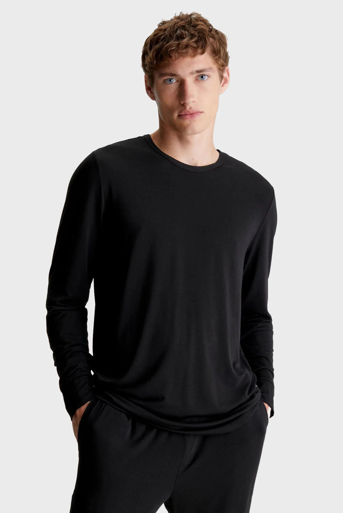 Calvin Klein L/S SWEATSHIRT, P7A Erkek Siyah Sweatshirt