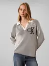 Calvin Klein BICOLOR RIB LOGO POL, UB1 Siyah Kadın Polo