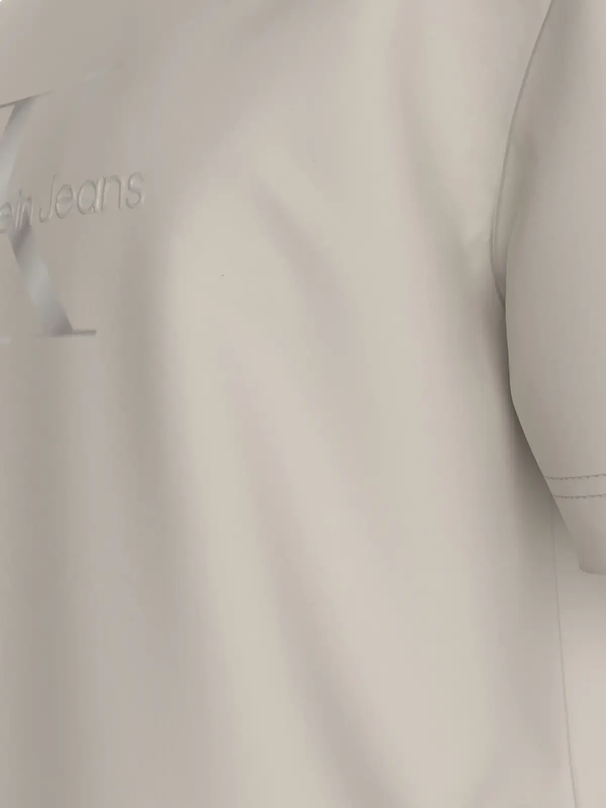 Calvin Klein SHINY MONOLOGO TEE, PDH Krem Erkek T-Shirt & Polo