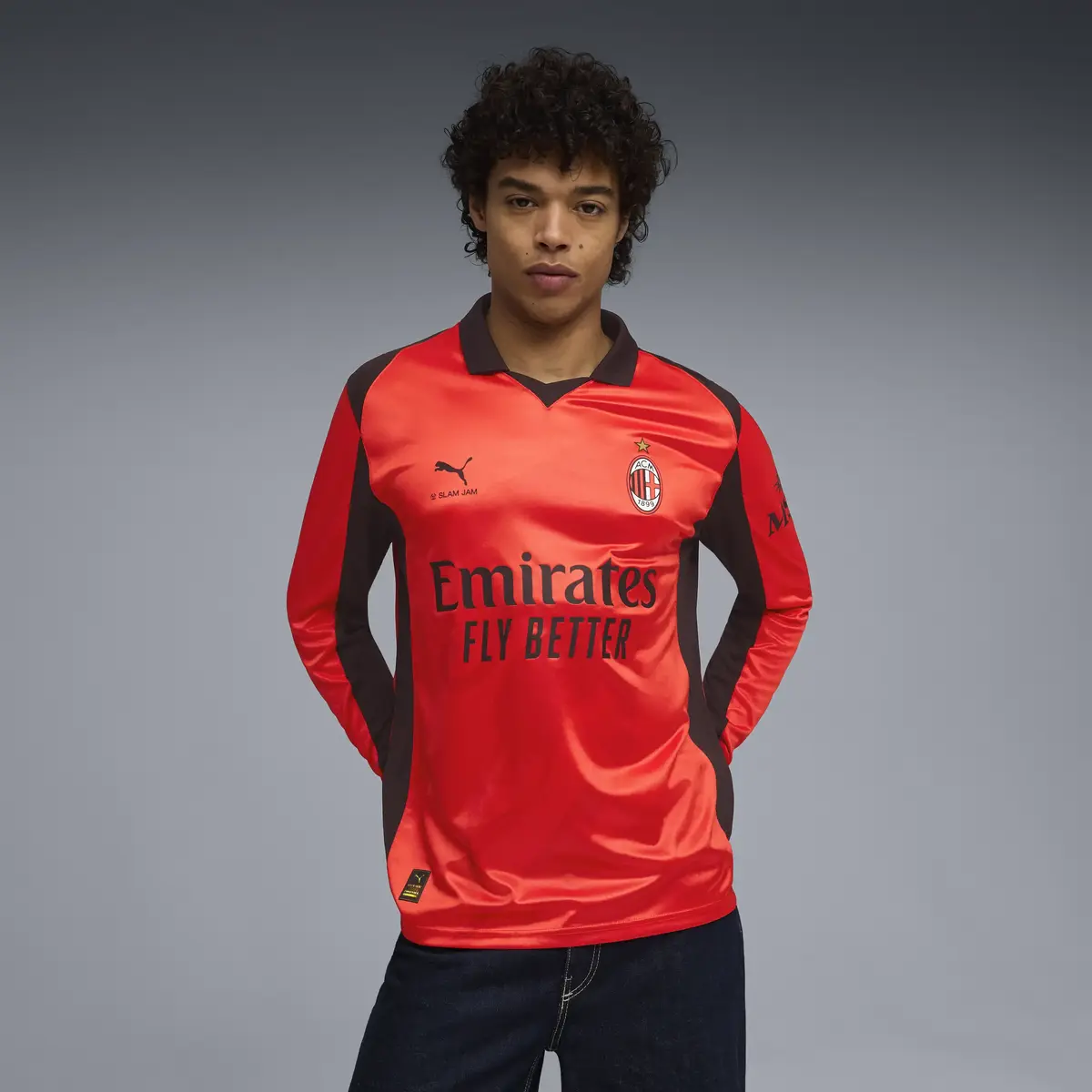 Puma ACM X Slam Jam Jersey LS Kırmızı Erkek Forma