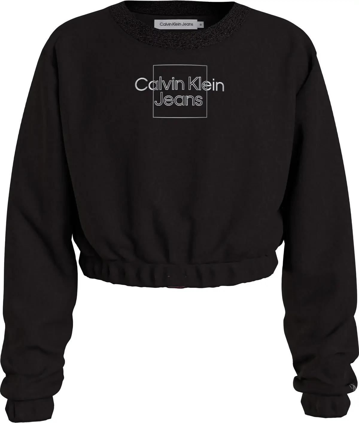 Calvin Klein METALLIC BOX LOGO SW Kadın Siyah Sweatshirt