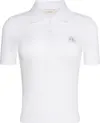 Calvin Klein A - WOVEN LABEL 2X2 RIB POLO Beyaz Kadın Polo T-Shirt