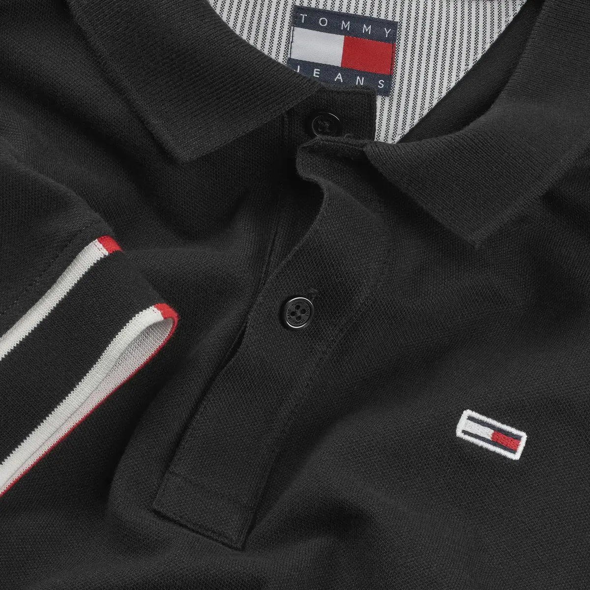 Tommy Hilfiger TJM SLIM FLAG CUFF P, BDS Siyah Erkek T-Shirt & Polo