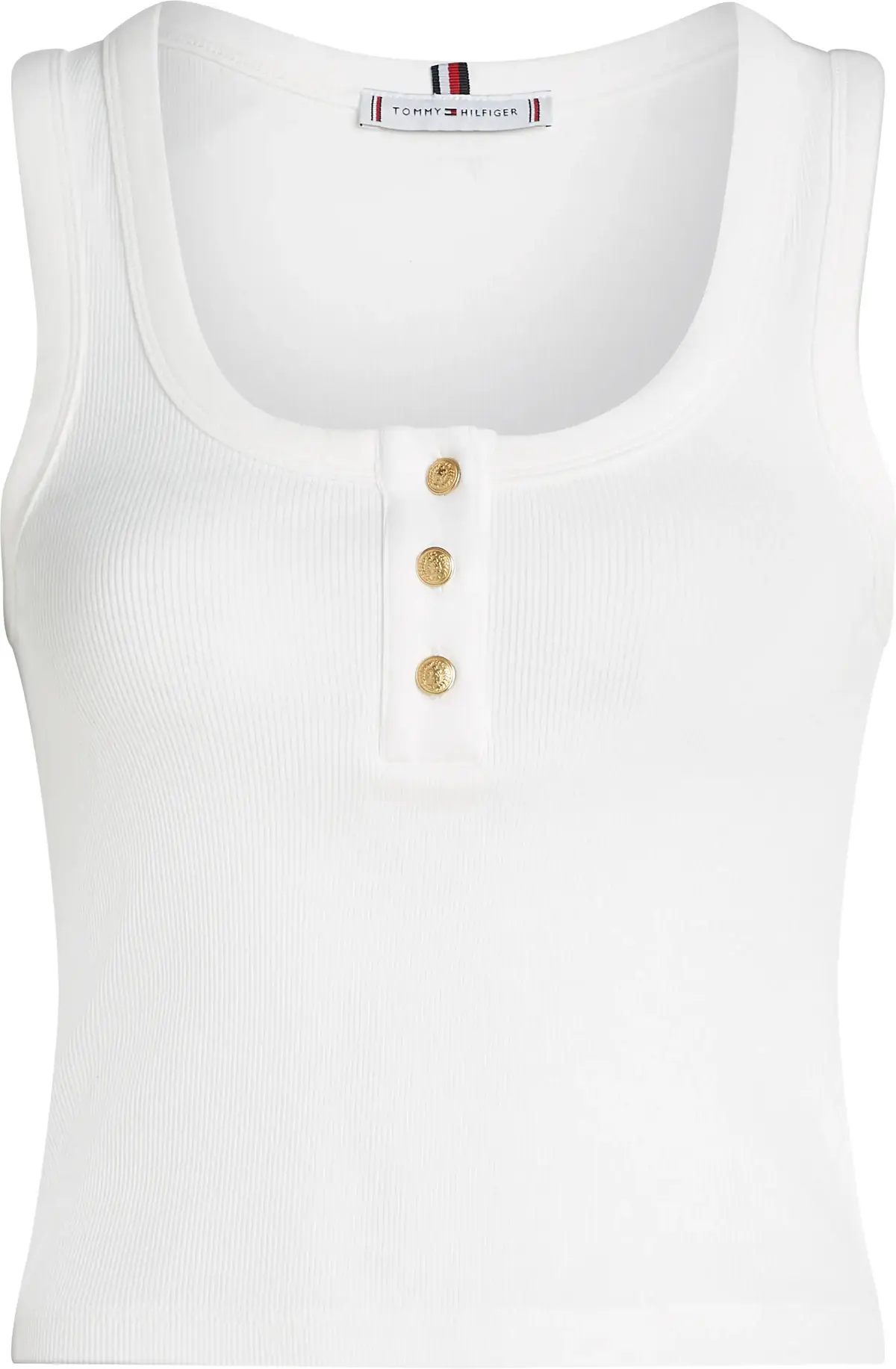 Tommy Hilfiger SLIM HENLEY GB SCOOP, YBL Beyaz Kadın T-Shirt & Polo