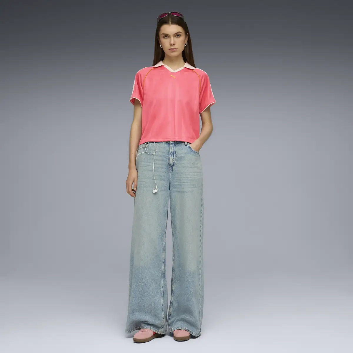 Puma T7 Relaxed Football Jersey Pembe Kadın T-Shirt