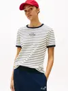 Tommy Hilfiger REG MONOTYPE STRIPE, 0FC Beyaz Kadın T-Shirt & Polo
