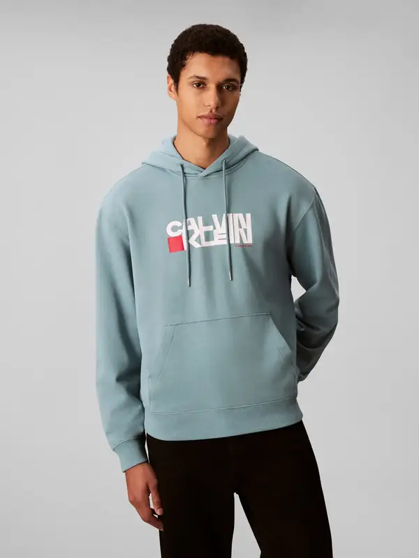 Calvin Klein LS EU 350TERRY CK Yeşil Erkek Kapüşonlu Sweatshirt