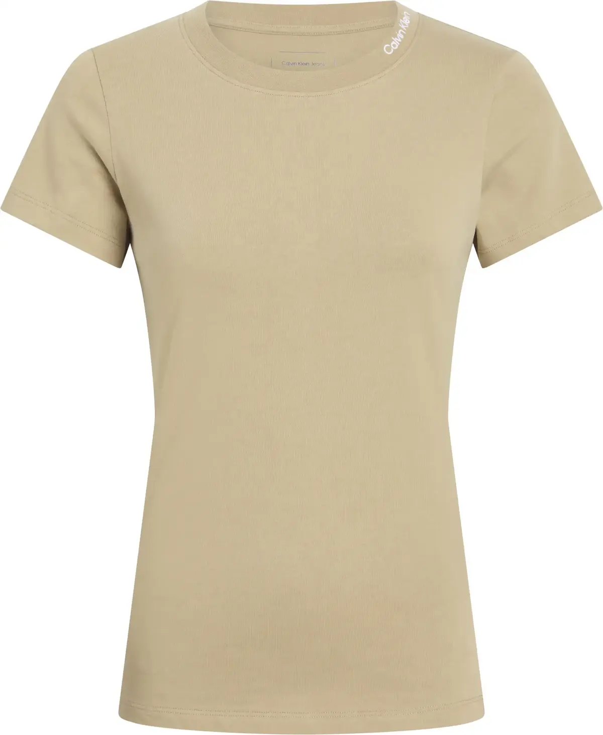 Calvin Klein LOGO NECKLINE T-SHIR, PF0 Bej Kadın T-Shirt & Polo