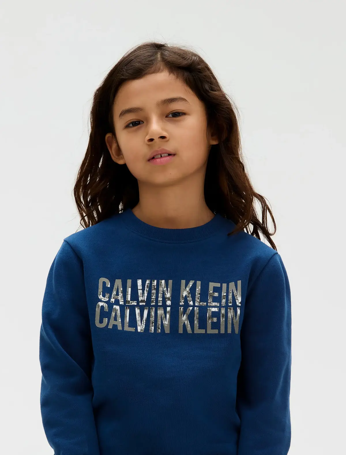 Calvin Klein TERRY SEASONAL LOGO Mavi Çocuk Sweatshirt