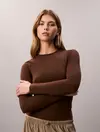 Calvin Klein SECOND SKIN LS TOP Kahverengi Kadın Uzun Kollu Tişört